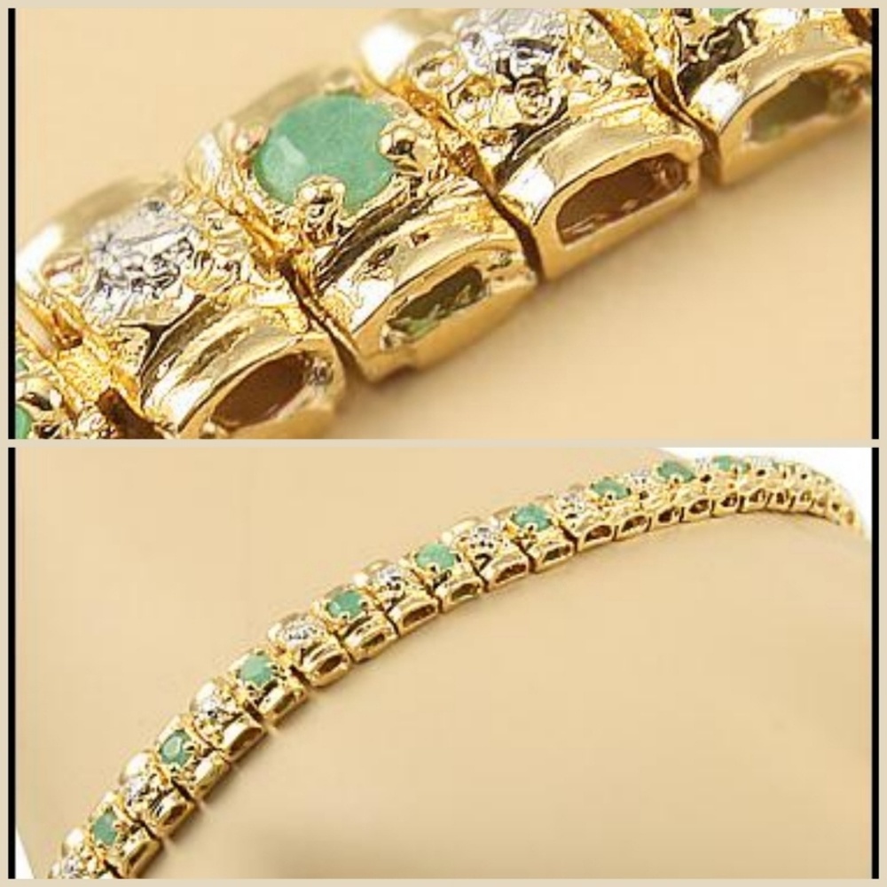 Natural Colombian beryl emerald diamond bracelet
